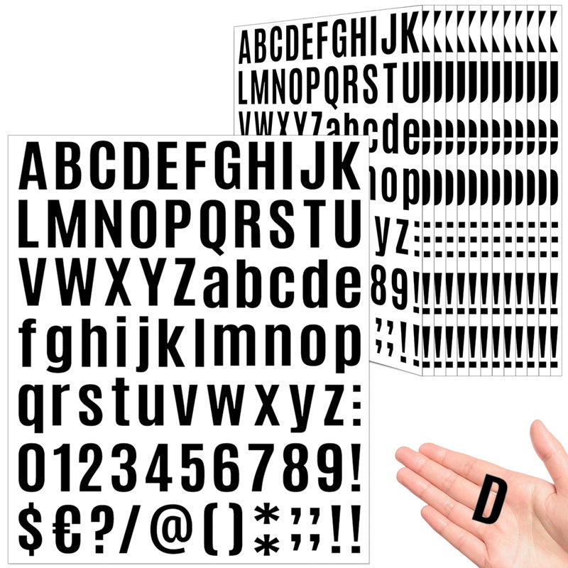 AVERZELLA 980 Pcs 12 Sheets Letter Stickers Small  1 Inch Vinyl Letter Stickers Self-Adhesive Waterproof Alphabet Stickers  Black Number1 in Stick on Letters for Mailbox  Water Bottles  DIY (Black) - Image 1